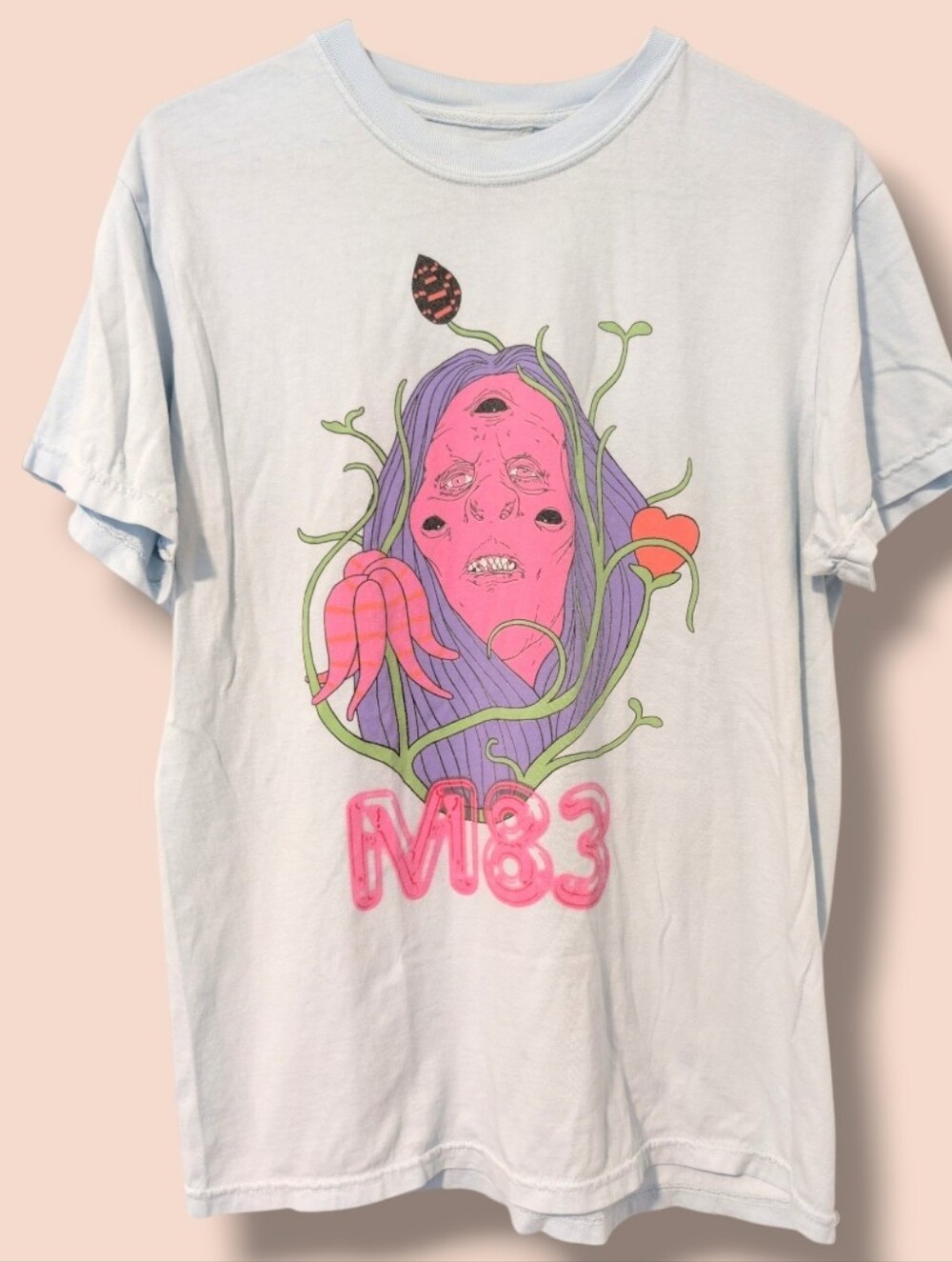 M83 Fantasy 2023 Tour Light Blue Short Sleeve Crewneck Graphic T-Shirt M
